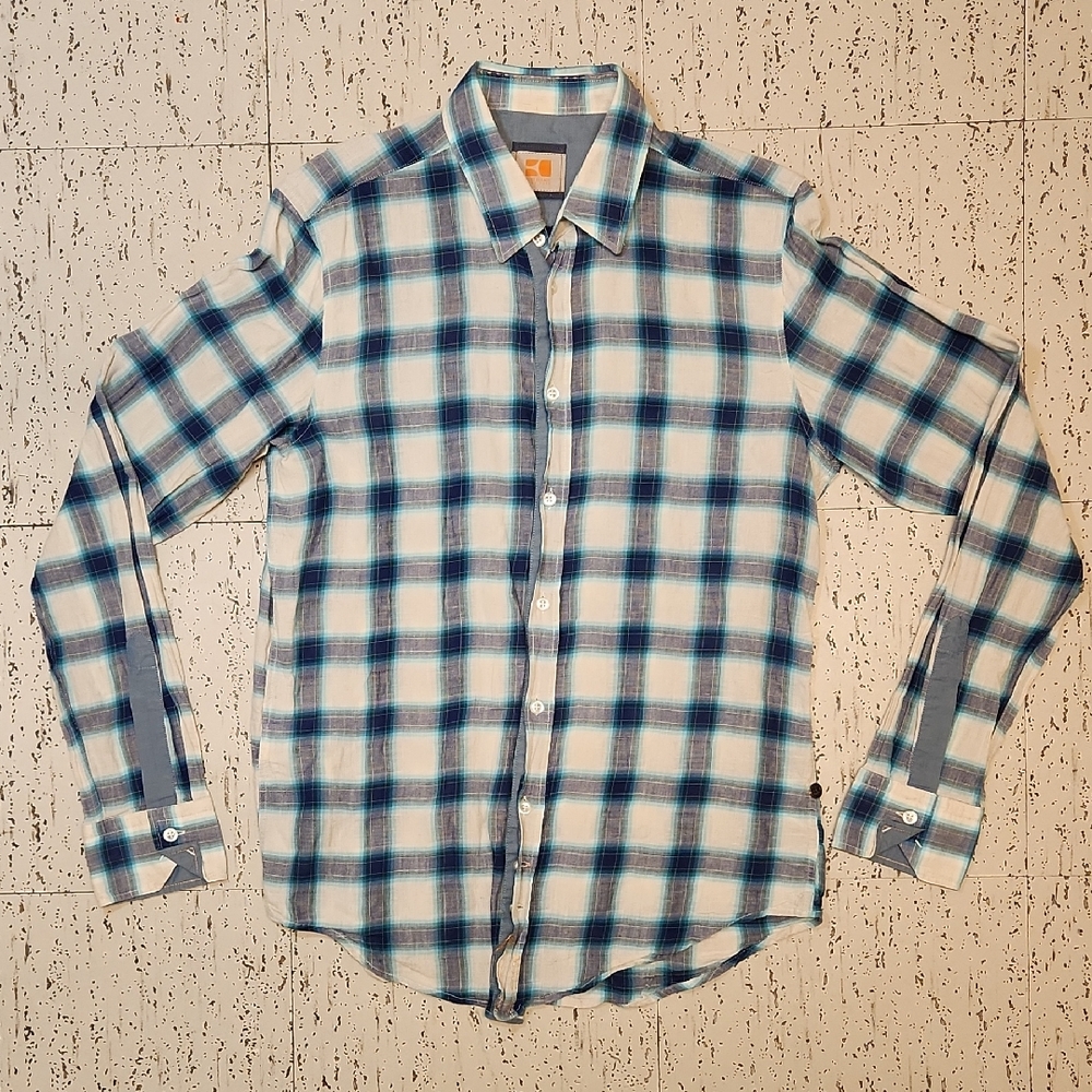 Hugo Boss Orange Label Flannel Button Down Long Sleeve Casual Dress Shirt